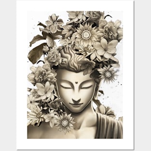 Buddha flowers meditation light version Posters and Art